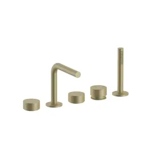 Fantini AF/21 Набортный смеситель для ванны, 5 отв., излив: 155мм, цвет: Matt British Gold PVD