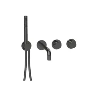 Almar Modular Смеситель для ванны, настенный, термостатический, с изливом и ручным душем, цвет: Black Absolute Brushed PVD