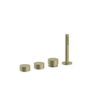 Fantini AF/21 Набортный смеситель для ванны, без излива, 4 отв., цвет: Matt British Gold PVD