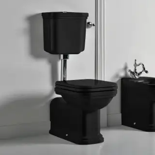 Kerasan Waldorf Унитаз напольный удлиненный c низким бачком, трубой, цвет: черный/хром