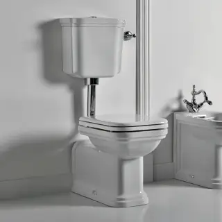 Kerasan Waldorf Унитаз напольный удлиненный 65х37см c низким бачком, трубой, цвет: белый/хром