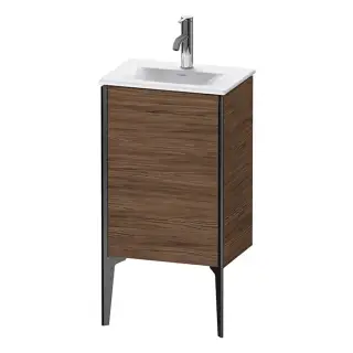 Duravit XViu Тумба подвесная 43x31x59.1см, с раковиной, 1 дверь, (петли справа), цвет: walnut dark/черный матовый