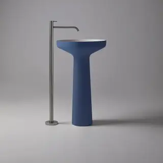 Antonio Lupi Ago Раковина 50х85 см, без отв., напольная, слив в пол, с сифоном, гибким шлангом и донным клапан, Flumood, внешний цвет: Mirtillo, внутри белый