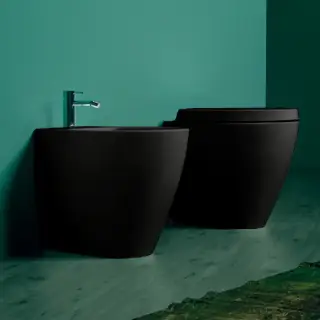 Simas Lft Spazio биде приставное 53х34см, с 1 отв. под смеситель, цвет: черный