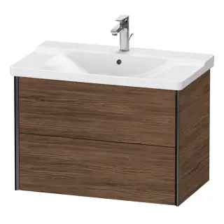Duravit XViu Тумба подвесная 81x46.9x56.5см, с раковиной, 2 ящика, цвет: walnut dark/черный матовый