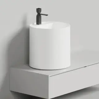 Salini Armonia Round Top 03 Раковина напольная 45х45х450см., с 1 отв., мат-л: S-Stone, цвет: белый матовый