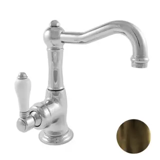 Nicolazzi P.m. Blanc Смеситель для раковины, с донным клапаном, ручки белая керамика, цвет: тёмная бронза