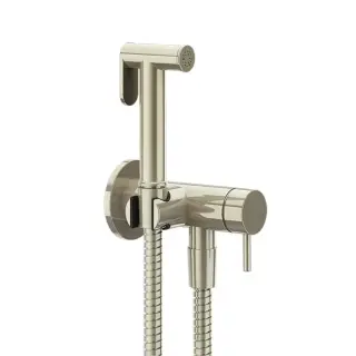 Gessi Transparenze Гигиенический душ, с настенным держателем, запорным краном, с шлангом 125cм. и подводом воды, цвет: Nickel PVD