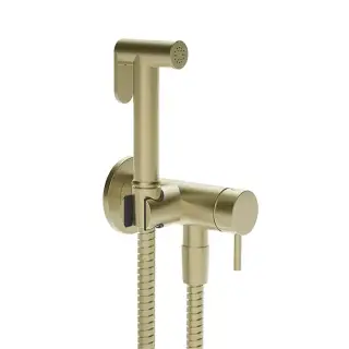 Gessi Transparenze Гигиенический душ, с настенным держателем, запорным краном, с шлангом 125cм. и подводом воды, цвет: Brass Br. PVD