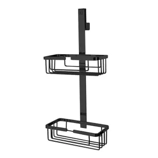 3SC APPY Полочка-корзинка двойная 25х12хh57см, подвесная на стекло, цвет: черный матовый