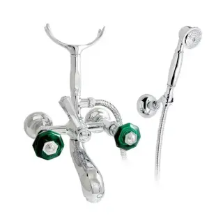 Nicolazzi Teide Chic Смеситель для ванны с 2мя ручками, с переключателем ванна/душ, + комплект руч. душа, цвет: хром