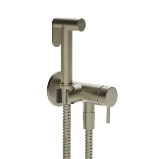 Gessi Transparenze Гигиенический душ, с настенным держателем, запорным краном, с шлангом 125cм. и подводом воды, цвет: Finox Br. Nickel