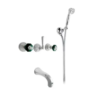 Nicolazzi Teide Chic Смеситель для ванны с 2мя ручками, встроенный, с ручным душем, вкл. внутр часть, излив: 168 мм, цвет: хром