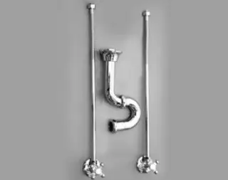 Devon&Devon Комплект для смесителя на 2/3 отверстия: сифон для раковины + 2 кран-сединения с трубками подвода, цвет: хром (не заказывать для биде!)