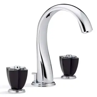 THG Petale de Cristal noir Смеситель для раковины, 3 отв., цвет: хром/черный хрусталь
