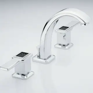 THG Métropolis &agrave; manettes cristal noir Смеситель для раковины, на 3 отв., цвет: хром/черный хрусталь