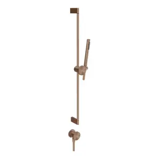 Gessi Origini Штанга в комплекте с душевой лейкой, шланг 150см и вывод воды, с вставкой, цвет: Copper Brushed PVD