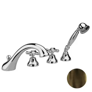 Nicolazzi Nuova Brenta Смеситель на борт ванны, на 4 отв., с душевой лейкой, излив: 20см, цвет: тёмная бронза