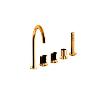 Fantini Venezia Смеситель для ванны, набортный, 5 отв., излив: 175 мм, цвет: Matt Copper PVD