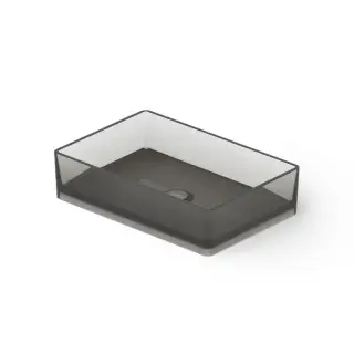 Dea Design Washbasins Раковина 60х40х14.5см., накладная, без отв., Glasstech, прозрачная смола, цвет: Smoky Black R4