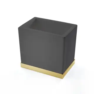 3SC Mood Deluxe Black Стакан настольный, композит Solid Surface, цвет: чёрный матовый/золото 24к.