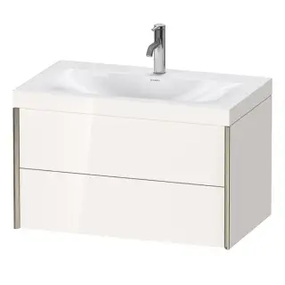 Duravit XViu Тумба подвесная 80x48x50.3см, с раковиной без перелива, с 1 отв под смес, 2 ящика, цвет: белый глянцевый/champagne matt