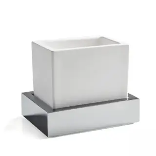 3SC SK 3.0 Стакан настольный из белого композита 12хh10x9 см, цвет: хром