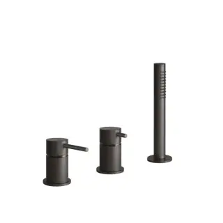 Gessi 316 Смеситель для ванны на 3 отв., с душевой лейкой, цвет: brushed black metal pvd