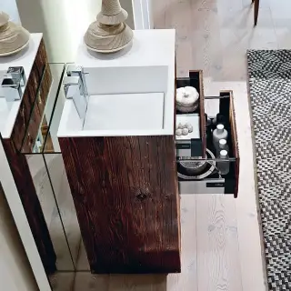 NOORTH milldue edition TOUCH Комплект мебели 100х48х88см, напольный, 3 ящика, слив в стену, смеситель H2O, раковина Milltek, цвет: Abete Nero