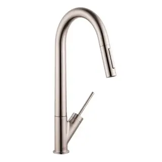 Axor Starck Смеситель для кухни, однорычажный, на 1 отв, с выдвижным душем, излив 235мм, цвет: под сталь