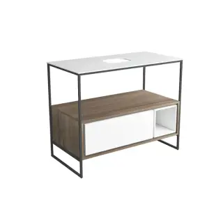 SIMAS Foriu Напольная тумба 100x51x79 см с керамической столешницей. 1 ящик цвет: белый матовый/SHERWOOD