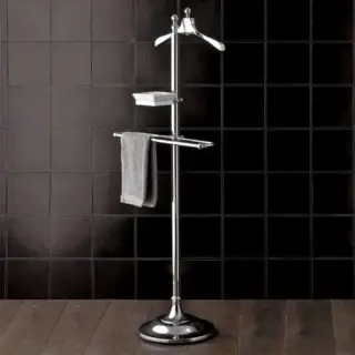Devon&Devon Single Вешалка для одежды 162.5см., керамический держатель для запонок/драгоценностей, полотенцедержатель на напольной подставке, цвет: хром