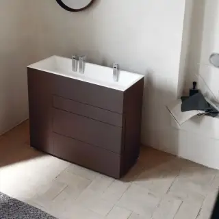 NOORTH milldue edition TOUCH Комплект мебели 100х40х88см, напольный, 3 ящика, слив в пол, раковина Milltek, смеситель H2O, цвет: Fango матовый