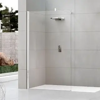 Novellini Kuadra H Душевое ограждение 137-140х200cм., с свободным входом, с настенным кронштейном, стекло прозрачное, цвет: белый матовый