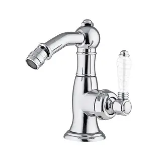 Nicolazzi P.m. Blanc A Смеситель для биде, на 1 отв, с донным клапаном, излив: 127 мм, ручки состаренная керамика, цвет: хром