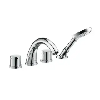 Axor Starck, Смеситель для ванны, на 4Axor Starck, отверстия, монтаж на плитку, внешняя часть, цвет: хром