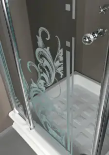 Kerasan Retro Душ. ограждение 100х100х180см., для квадратного поддона 1340, проф.хром, прозрачное стекло+мат.декор