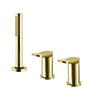 Fima Carlo Frattini Flo Смеситель на борт ванны, на 3 отв., с ручным душем, цвет: золото