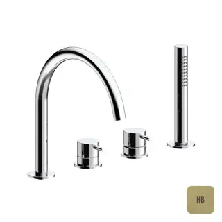 Almar Mixers Смеситель на борт ванны, 4 отв., с ручным душем, цвет: латунь брашированная PVD