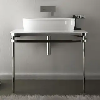 Artceram AZULEY Металлическая структура под раковину, напольная, с верхним глянцевым топом цвет белый, цвет хром