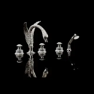 Devon&Devon Excelsior Swan Смеситель для ванны на пять отверстий, цвет: блестящий никель