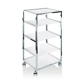 Decor Walther RW 2 Стеллаж передвижной 38x30x80см, стекло прозрачное, напольный, цвет: хром