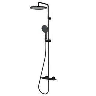 Bossini Apice Стойка для душа с термостатическим смесителем, верхним душем &Oslash;280 мм., ручным душем и шлангом 1500 мм., цвет: черный матовый