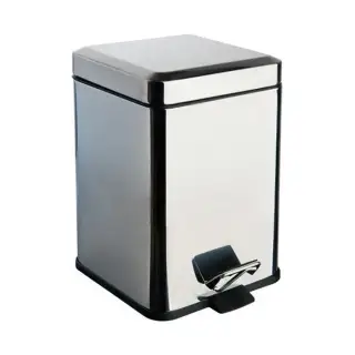 Colombo Black&White Ведро для мусора 6л, с крышкой и педалью, цвет: хром