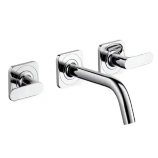 Axor Citterio M, Смеситель для раковины, на 3 отверстия, с рычаговыми рукоятками, розетками и изливом 166 мм, настенный монтаж, СМ, внешняя часть, цвет: хром