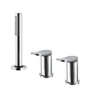 Fima Carlo Frattini Flo Смеситель на борт ванны, на 3 отв., с ручным душем, цвет: хром