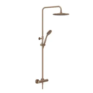 Gessi MINIMALISTIC SHOWER Душевая стойка, с термостатическим смесителем, верхним душем &Oslash;25см, ручным душем и держателем, цвет: brushed copper pvd