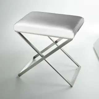 3SC Lino&Lone Стул с сиденьем из гладкой кожи 50хh50х36 см, цвет: белая кожа/никель сатинированный матовый