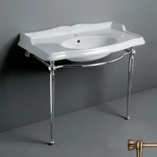 SIMAS Arcade Консоль 90х56см, c белой раковиной на 1 на отв, напольная, цвет: консоли bronzo.