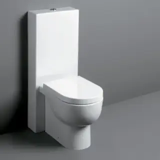 SIMAS E-LINE Унитаз приставной 35х51см, универсальный слив, с бачком напольным, с механизмом слива, цвет: белый/хром